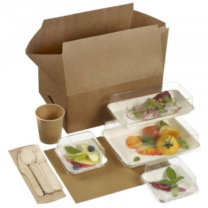 Postal Lunch Kit with White Canopy Tableware - Set of 20