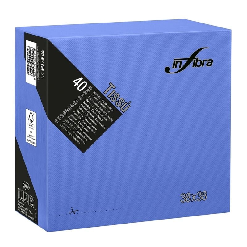 Guardanapo de papel 2 folhas 38 x 38 - Azul - Pacote com 1440