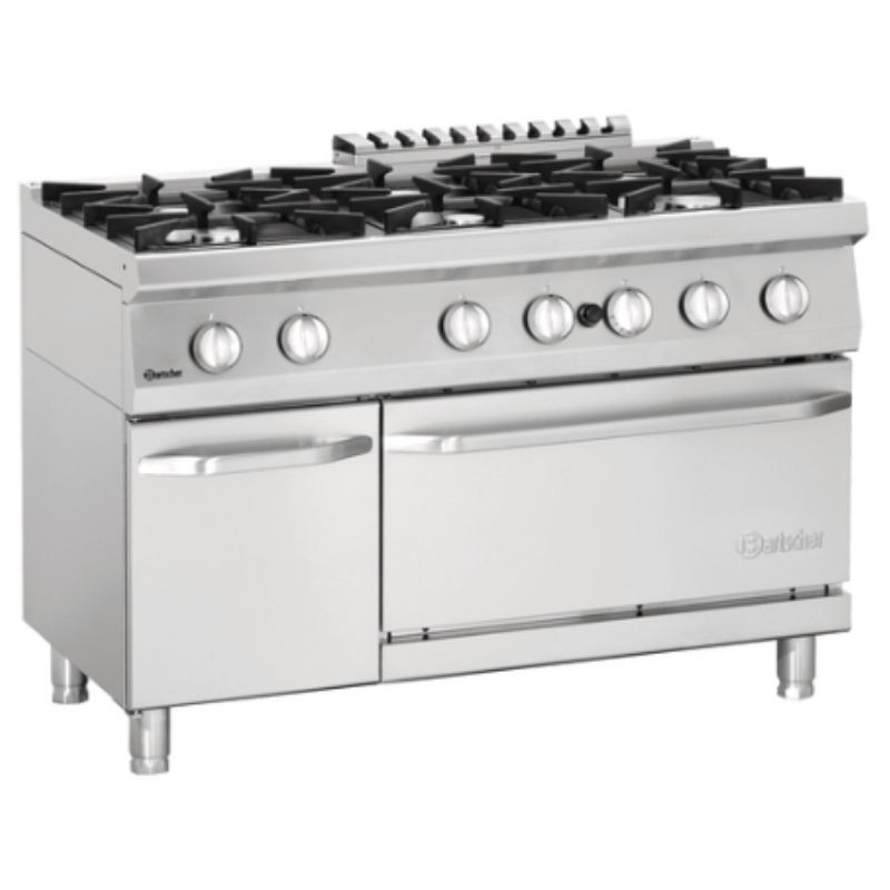 Six-burner stove with gas oven GN 2/1 and Series 700 cabinet
