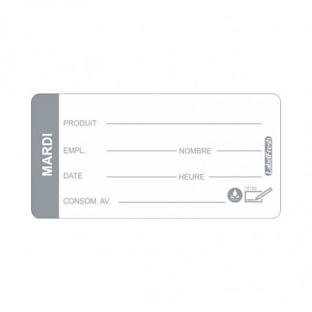 Etiqueta de Rastreabilidade LabelFresh Solúvel Pro - Terça-feira - 60 x 30 mm - Lote de 250 - LabelFresh
