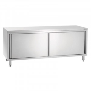 Stainless Steel Cabinet with Sliding Doors and Shelf - L 2000 mm