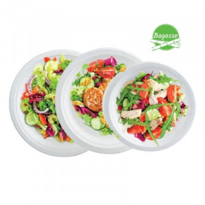 Round Plate in Bagasse - 180 mm - Pack of 50 - FourniResto