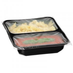 2-compartment PP tray for Semi-Automatic Sealer - Pack of 50 - Bartscher