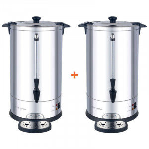Pack of 2 Professional Coffee Percolators 14 L with Permanent Filter - 100 Cups - Dynasteel