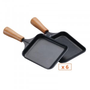 Conjunto de 6 Panelas Retangulares de Madeira para Raclette