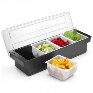 Ingredients Box - 4 Compartments in Black ABS - HENDI