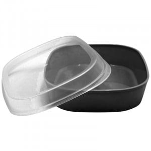 Barquete Reutilizável Cinza em PP - 1100 ml - Lote de 24