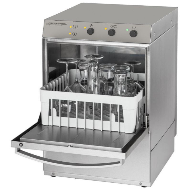 Professional Glass Washer with Rinse Aid Dispenser and Detergent - 35 x 35 cm
