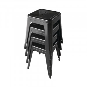 Low Black Steel Stools - Set of 4 - Bolero