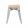 Low Steel Bistro Stools with Wooden Seat - Set of 4 - Bolero