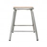 Low Galvanized Steel Stool with Wooden Seat Cantina - Set of 4 - Bolero