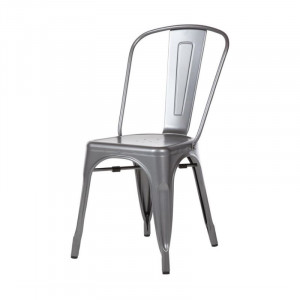Metallic Grey Steel Chairs - Set of 4 - Bolero
