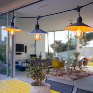 Outdoor String Lights with Steel Lampshade - Vinty Light - Lumisky
