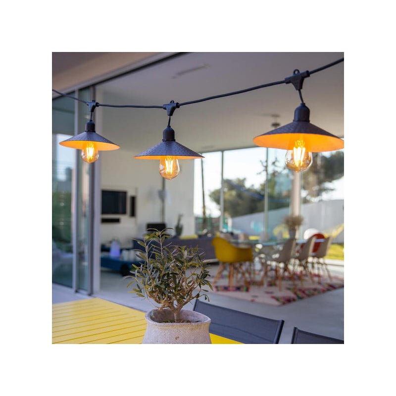 Outdoor String Light with Steel Lampshade - Vinty Light - Lumisky Outdoor String Light with Steel Lampshade - Vinty Light - Lumisky