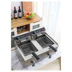 Professional Fryer 2 x 13 L with Drainage - Dynasteel: Performance and durability for your kitchen