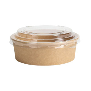 Tigela de Salada Kraft com Tampa PET - 500 ml - Lote de 300