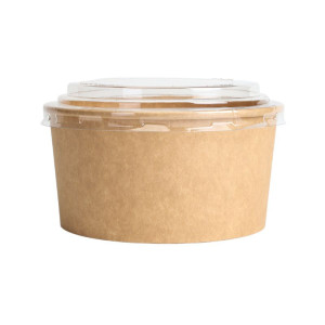 Tigela de Salada Kraft com Tampa PET - 1000 ml - Lote de 300