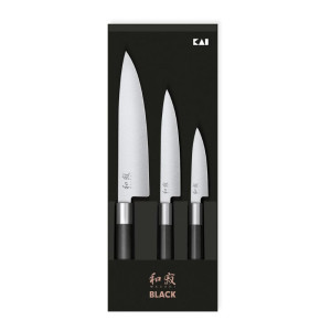 Set de 3 Couteaux Wasabi Black - Découpe professionnelleCouteaux Kai Wasabi Black - Précision japonaise