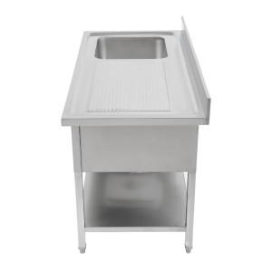 Plonge 1 Bac com espaldar e prateleira - L 1400 x P 700 mm | Dynasteel