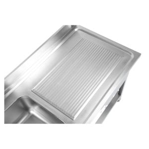 Plonge 1 Bac com espaldar e prateleira - L 1400 x P 700 mm | Dynasteel