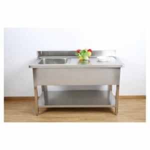 Plonge 1 Bac com espaldar e prateleira - L 1400 x P 700 mm | Dynasteel