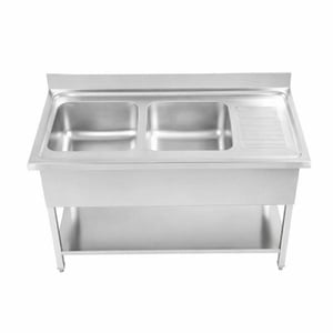 Mergulha 2 Cubas com Espaldar e Prateleira - Robusta e funcional | Dynasteel