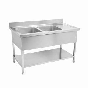 Mergulha 2 Cubas com Espaldar e Prateleira - Robusta e funcional | Dynasteel