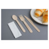 4-Piece Set - Dynasteel Wooden Cutlery: Knife, Fork, Large Spoon, Napkin - Pack of 500