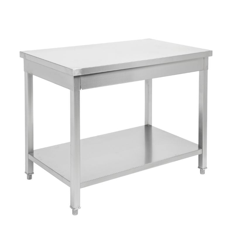 Mesa de Inox com Prateleira - Robusta e Prática Mesa de Inox com Prateleira - Robusta e Prática