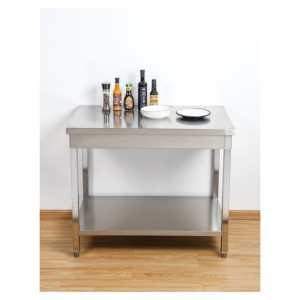 Stainless Steel Table with Shelf - D 700 mm - L 1600 mm - Dynasteel