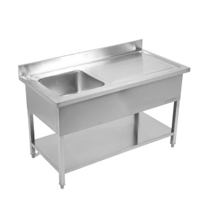 Sink 1 Bowl with Backsplash and Shelf - W 1000 x D 700 mm - Dynasteel
