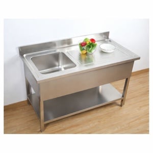 Plonge 1 Bac avec Dosseret et Etagère - L 1000 x P 700 mm - Dynasteel