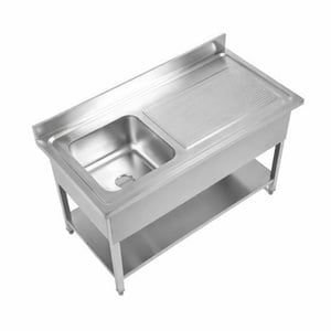 Plonge 1 Bac avec Dosseret et Etagère - L 1000 x P 700 mm - Dynasteel