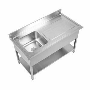 Plonge 1 Bac com Espaldar e Prateleira - L 1200 x P 700 mm | Dynasteel