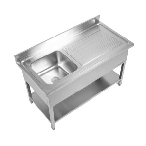 Plonge 1 Sink with Backsplash and Shelf - L 1200 x D 700 mm | Dynasteel