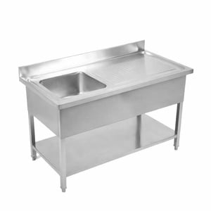 Plonge 1 Bac com Espaldar e Prateleira - L 1200 x P 700 mm | Dynasteel