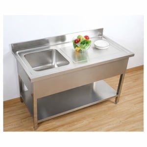 Plonge 1 Bac com Espaldar e Prateleira - L 1200 x P 600 mm - Dynasteel