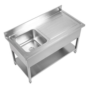 Plonge Inox 1 Cuba 1200x600 mm, Escorredor Direito, Backsplash