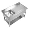 Plonge Inox 1 Cuba 1200x600 mm, Escorredor Direito, Backsplash