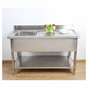 Plonge 1 Bac com Espaldar e Prateleira - L 1200 x P 600 mm - Dynasteel