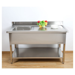 Plonge Inox 1 Cuba 1200x600 mm, Escorredor Direito, Backsplash