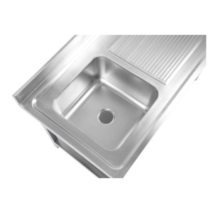 Plonge Inox 1 Cuba 1200x600 mm, Escorredor Direito, Backsplash