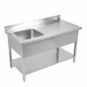 Plonge 1 Bac com Espaldar e Prateleira - L 1200 x P 600 mm - Dynasteel