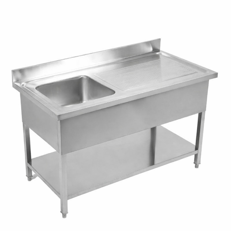 Plonge 1 Bac com Espaldar e Prateleira - L 1200 x P 600 mm - Dynasteel