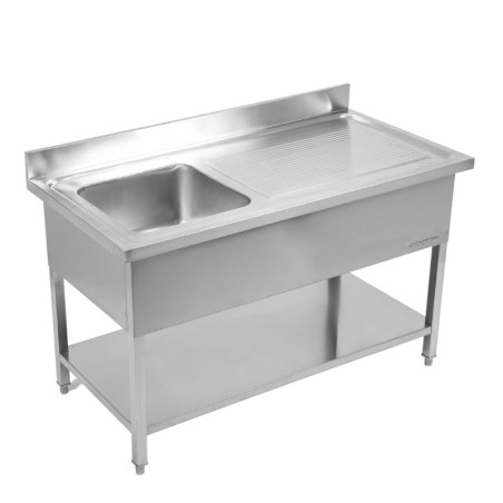 Sink 1 Basin with Backsplash and Shelf - L 1200 x D 600 mm - Dynasteel