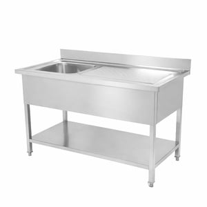 Plonge 1 Bac com Espaldar e Prateleira - L 1200 x P 600 mm - Dynasteel