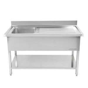 Plonge Inox 1 Cuba 1200x600 mm, Escorredor Direito, Backsplash