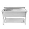Plonge Inox 1 Cuba 1200x600 mm, Escorredor Direito, Backsplash