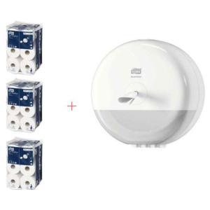 Mini SmartOne White Toilet Paper Dispenser Starter Pack and Toilet Paper