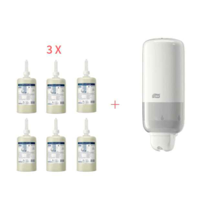 White Soap Dispenser Starter Pack and Gentle Liquid Soap